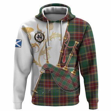 Baxter Tartan Family Crest Hoodie Bagpipes with Scottish Thistle