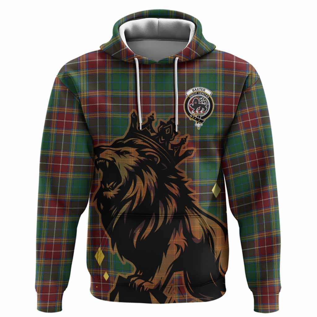 Baxter Tartan Family Crest Hoodie Crowned Lion Roaring