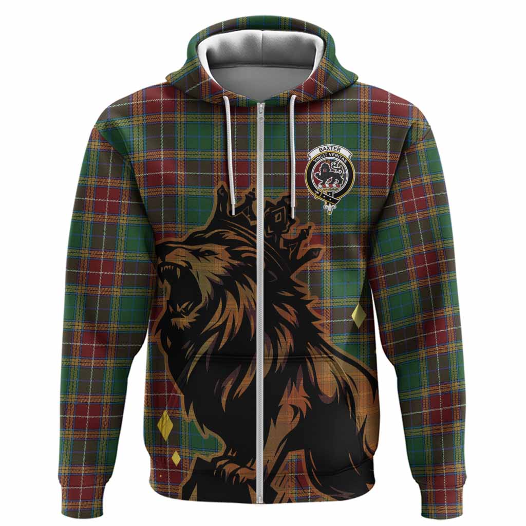 Baxter Tartan Family Crest Hoodie Crowned Lion Roaring