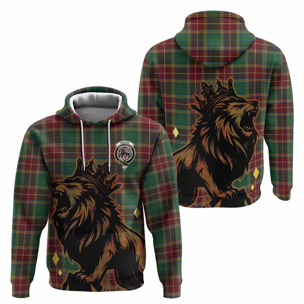 Baxter Tartan Family Crest Hoodie Crowned Lion Roaring