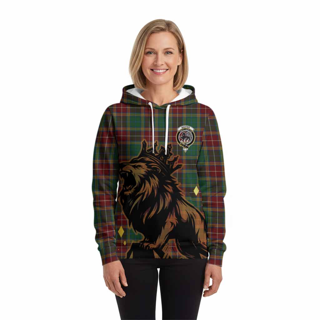 Baxter Tartan Family Crest Hoodie Crowned Lion Roaring
