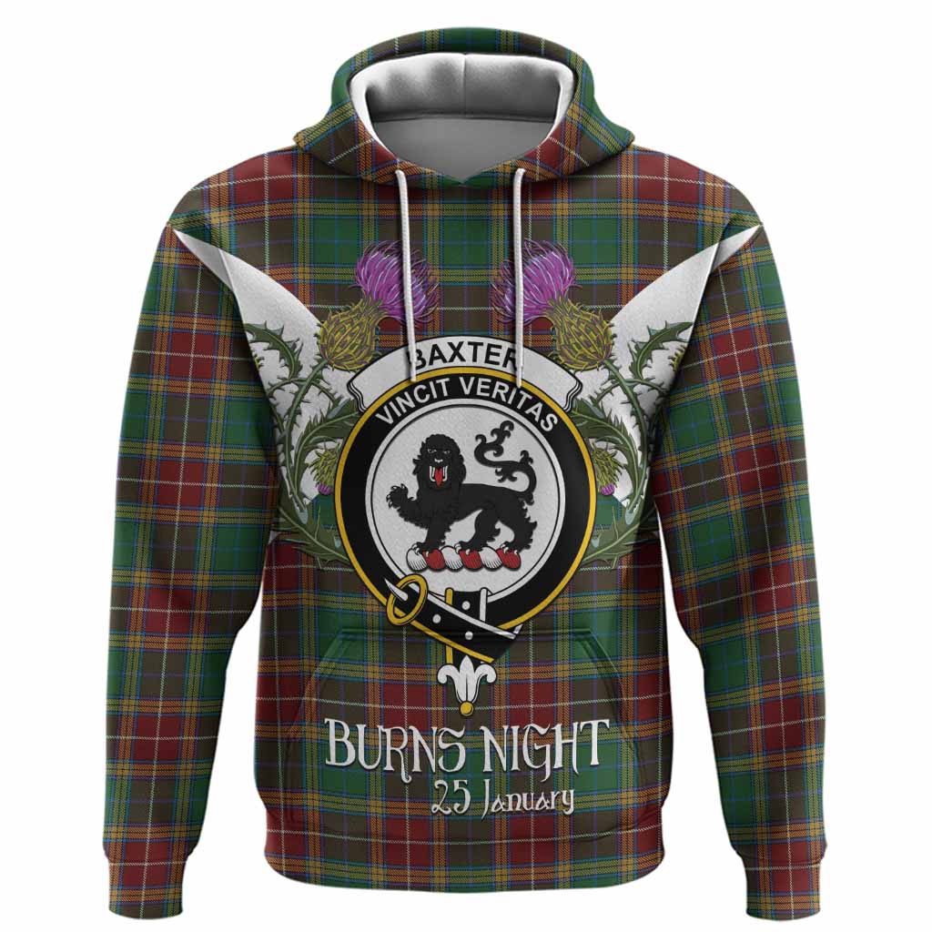 Baxter Tartan Family Crest Hoodie Scottish Burns Night Thistle Floral