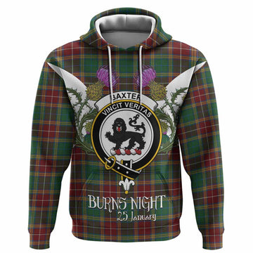 Baxter Tartan Family Crest Hoodie Scottish Burns Night Thistle Floral