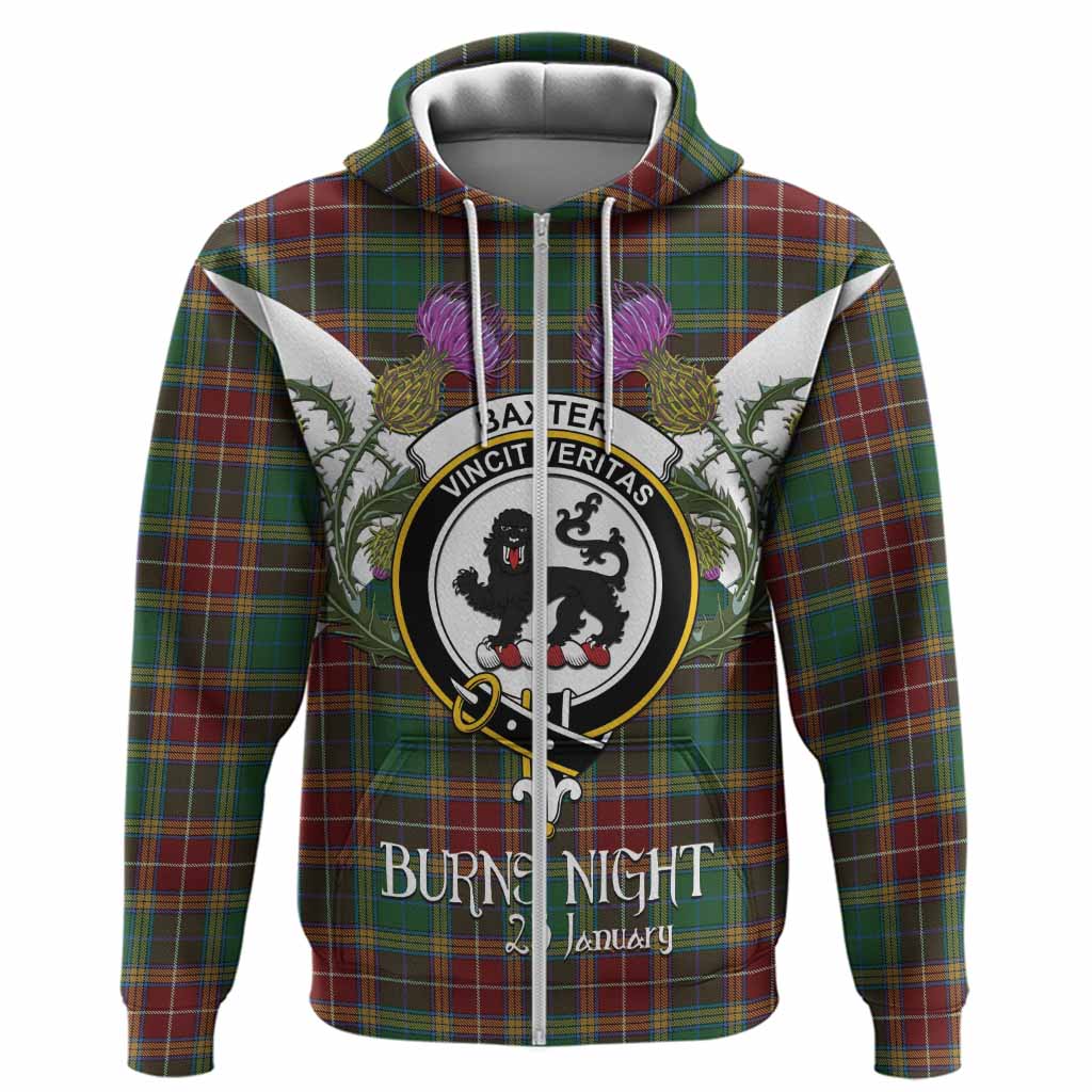 Baxter Tartan Family Crest Hoodie Scottish Burns Night Thistle Floral