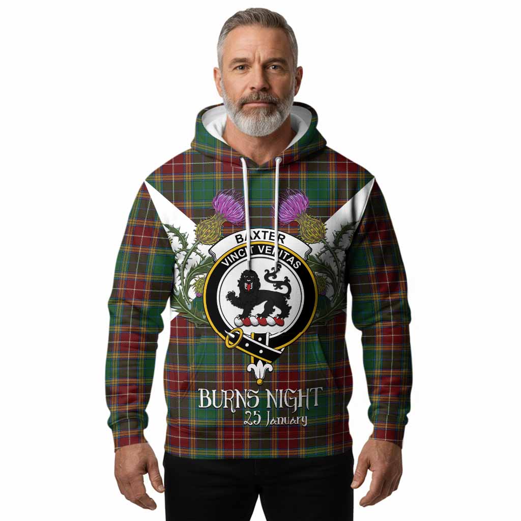 Baxter Tartan Family Crest Hoodie Scottish Burns Night Thistle Floral