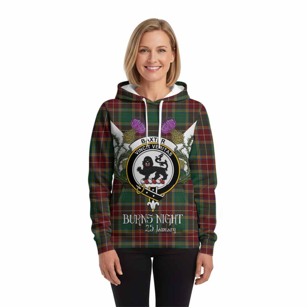 Baxter Tartan Family Crest Hoodie Scottish Burns Night Thistle Floral
