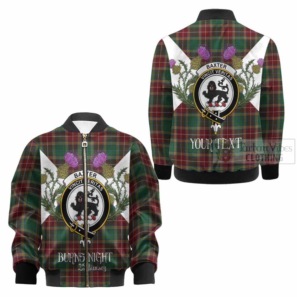 Baxter Tartan Family Crest Kid Bomber Jacket Scottish Burns Night Thistle Floral