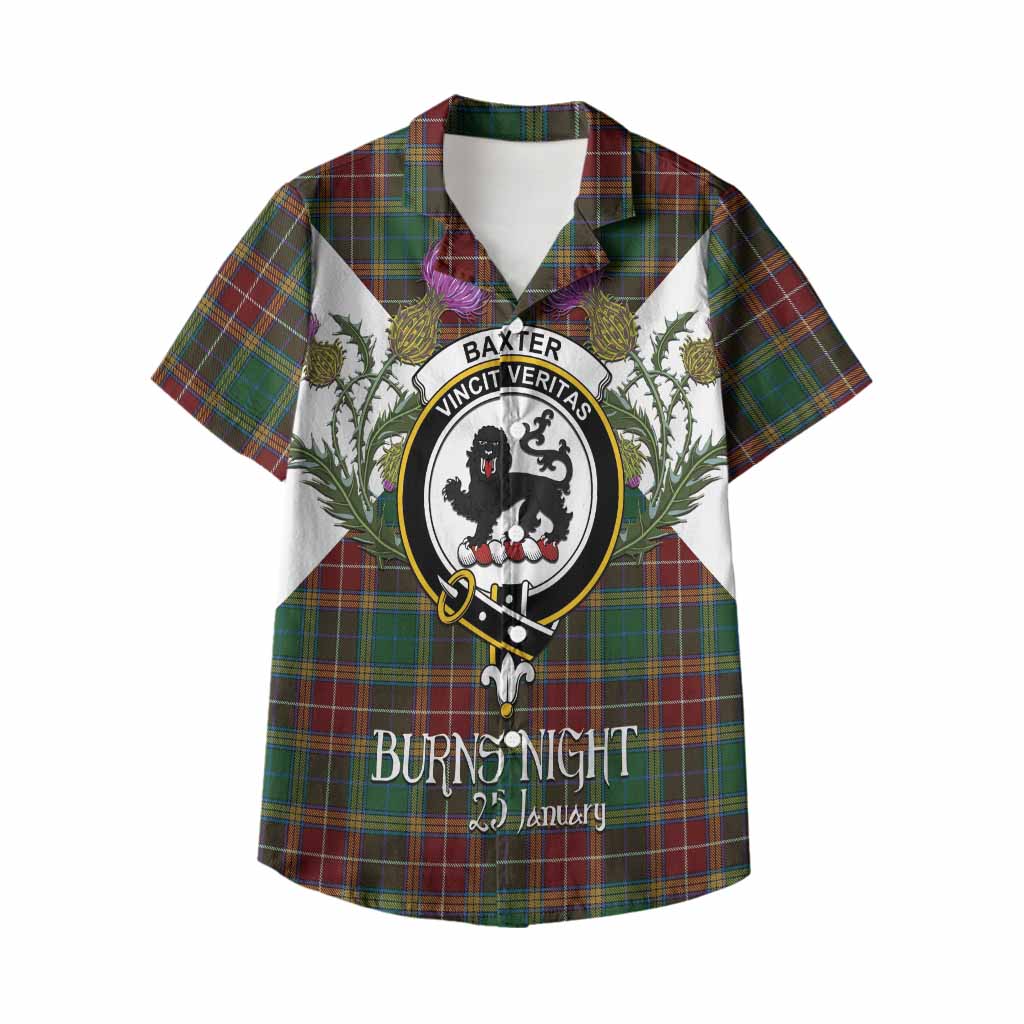 Baxter Tartan Family Crest Kid Hawaiian Shirt Scottish Burns Night Thistle Floral