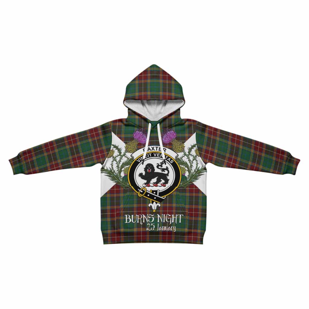 Baxter Tartan Family Crest Kid Hoodie Scottish Burns Night Thistle Floral