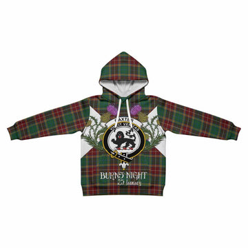 Baxter Tartan Family Crest Kid Hoodie Scottish Burns Night Thistle Floral