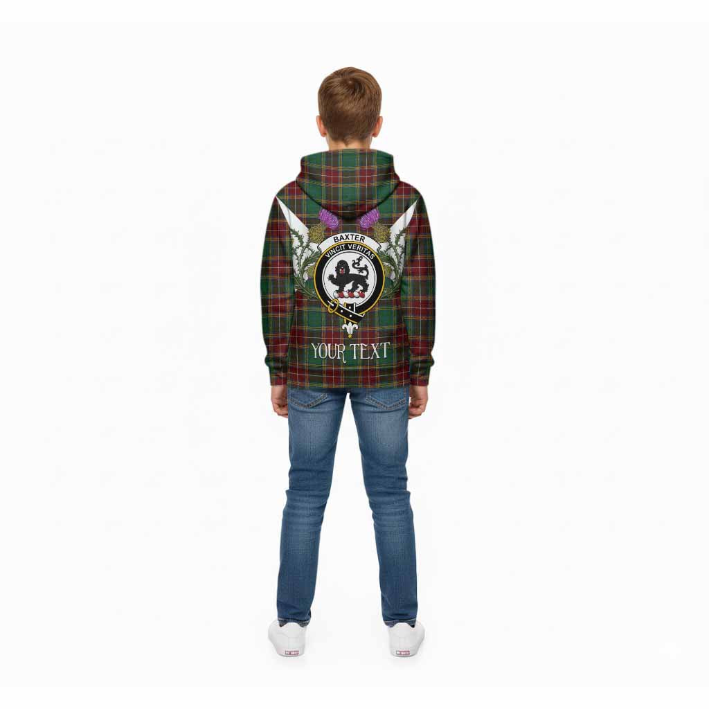 Baxter Tartan Family Crest Kid Hoodie Scottish Burns Night Thistle Floral
