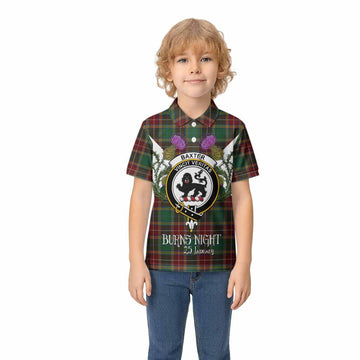 Baxter Tartan Family Crest Kid Polo Shirt Scottish Burns Night Thistle Floral