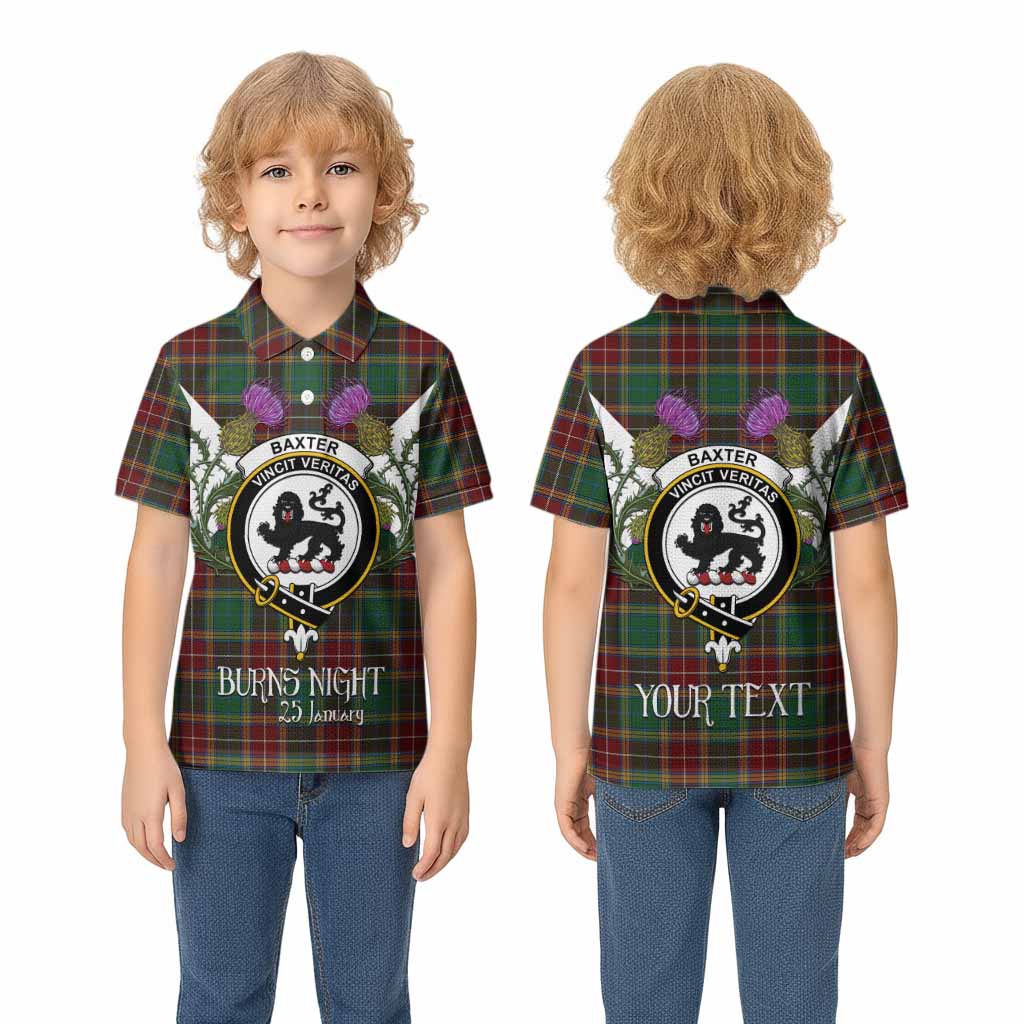 Baxter Tartan Family Crest Kid Polo Shirt Scottish Burns Night Thistle Floral