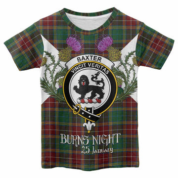 Baxter Tartan Family Crest Kid T-shirt Scottish Burns Night Thistle Floral