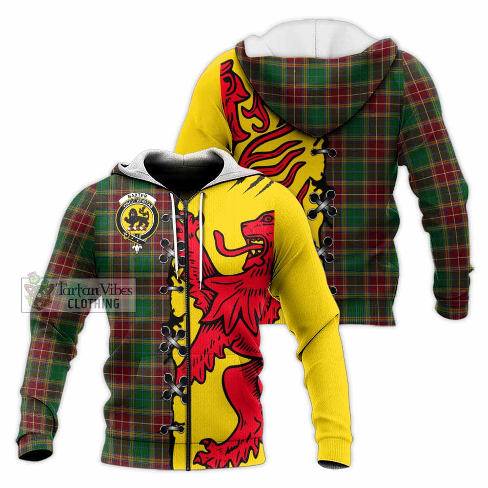 Baxter Tartan Family Crest Knitted Hoodie Lion Rampant Honor - Tartan Vibes Clothing