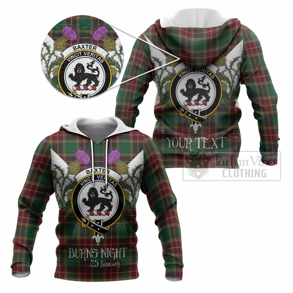 Baxter Tartan Family Crest Knitted Hoodie Scottish Burns Night Thistle Floral