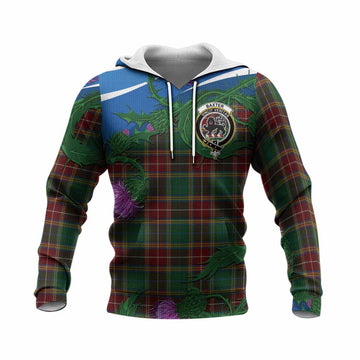 Baxter Tartan Family Crest Knitted Hoodie Thistle in Minimalism