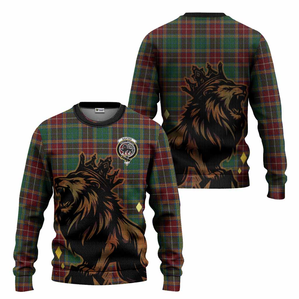 Baxter Tartan Family Crest Knitted Sweater Crowned Lion Roaring
