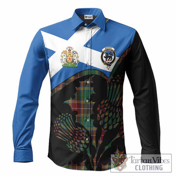 Baxter Tartan Family Crest Long Sleeve Button Shirts Scotland Thistle Floral Flag Style