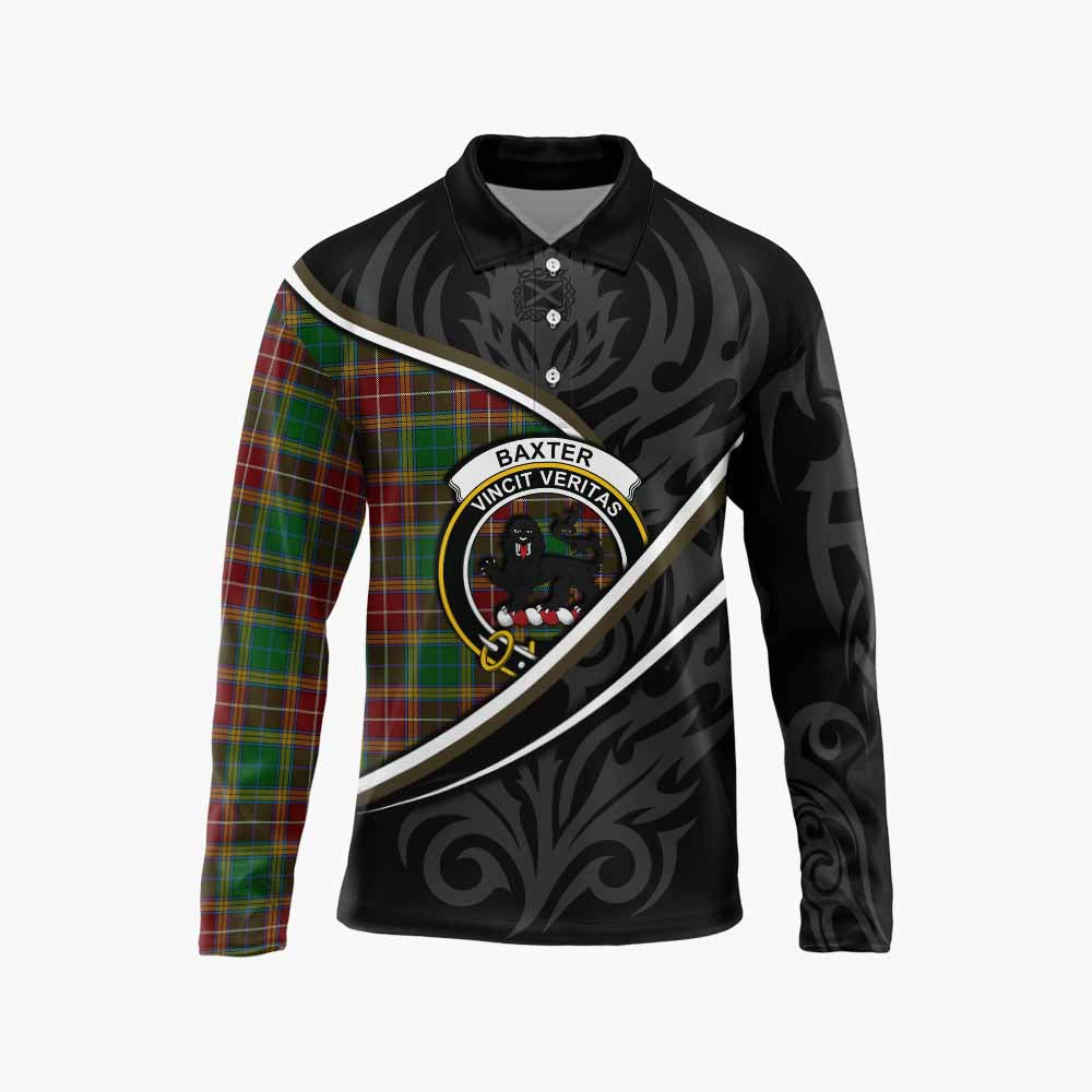 Baxter Tartan Family Crest Long Sleeve Polo Shirt Celtic Scottish Thistle Floral - Tartan Vibes Clothing
