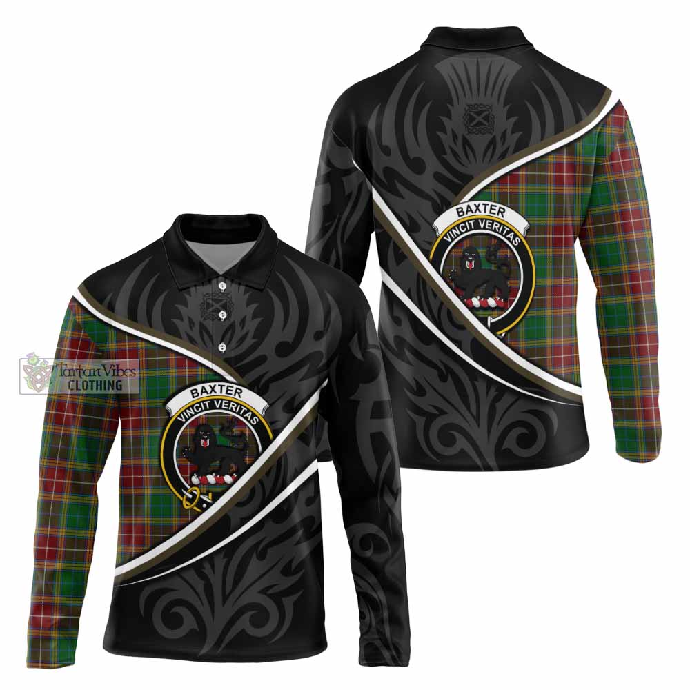 Baxter Tartan Family Crest Long Sleeve Polo Shirt Celtic Scottish Thistle Floral - Tartan Vibes Clothing