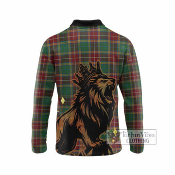 Baxter Tartan Family Crest Long Sleeve Polo Shirt Crowned Lion Roaring