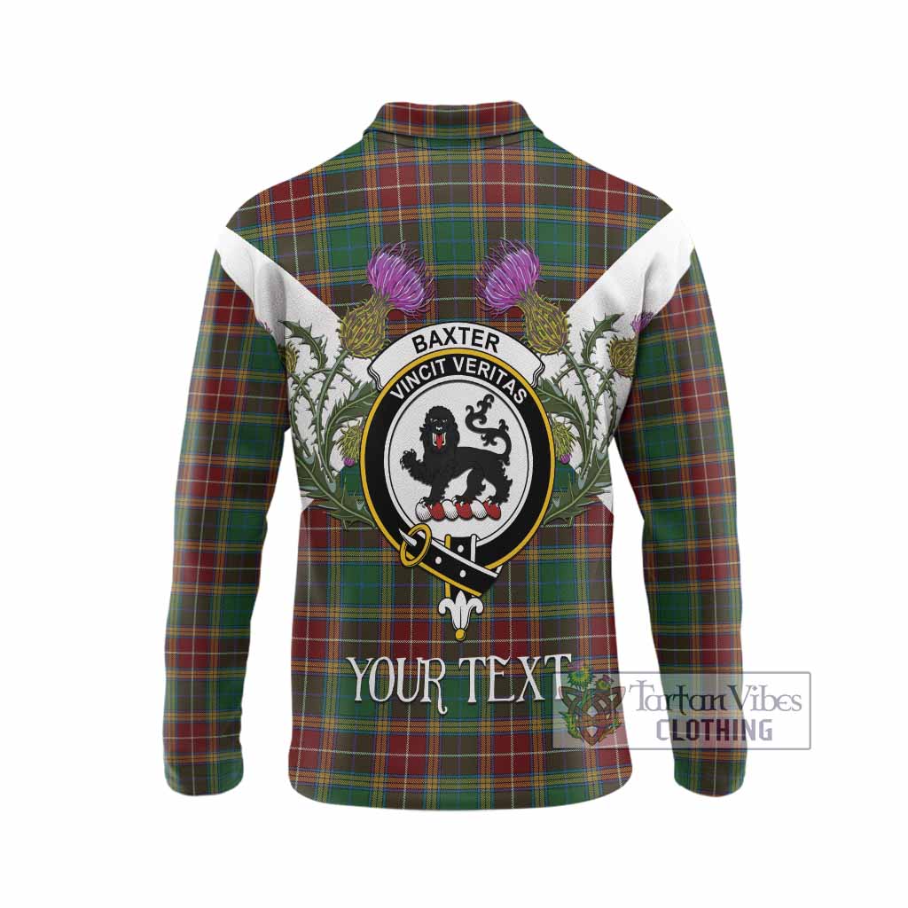 Baxter Tartan Family Crest Long Sleeve Polo Shirt Scottish Burns Night Thistle Floral