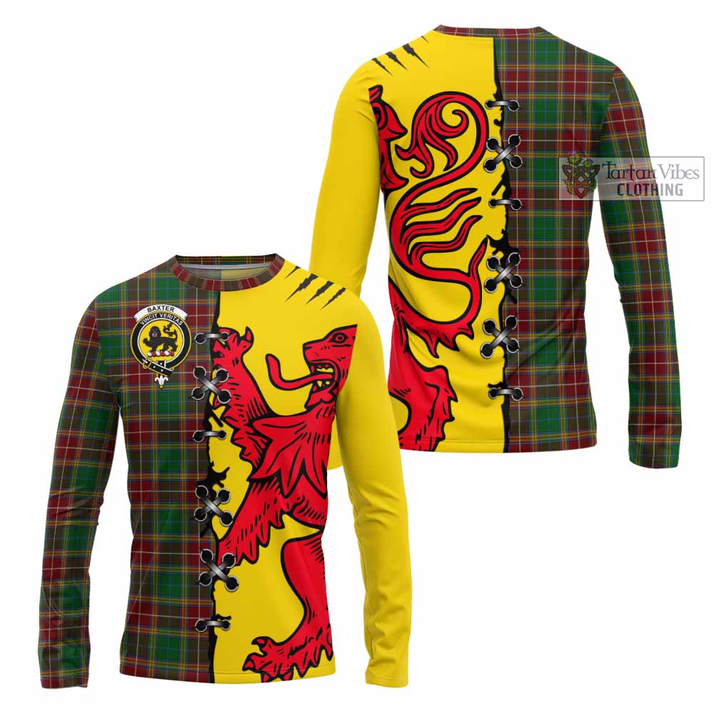 Baxter Tartan Family Crest Long Sleeve T-Shirt Lion Rampant Honor - Tartan Vibes Clothing