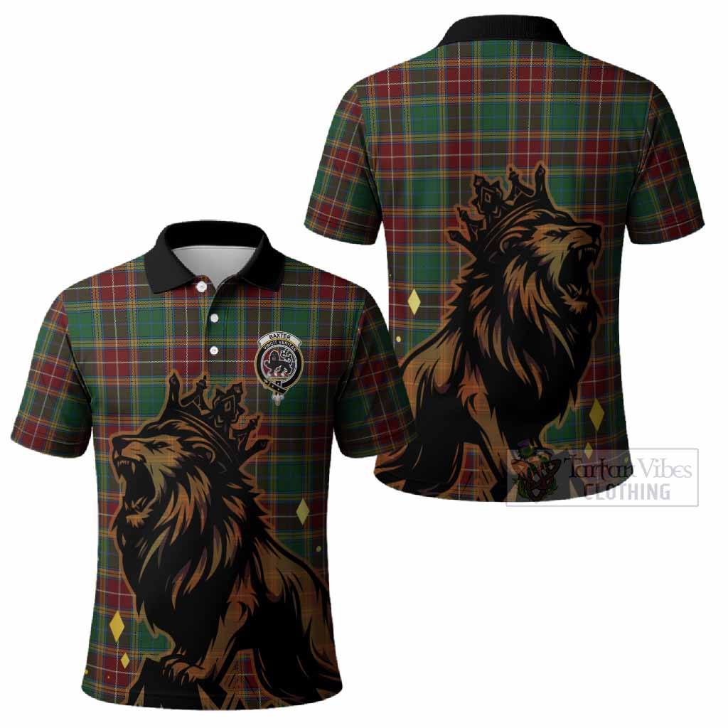 Baxter Tartan Family Crest Polo Shirt Crowned Lion Roaring