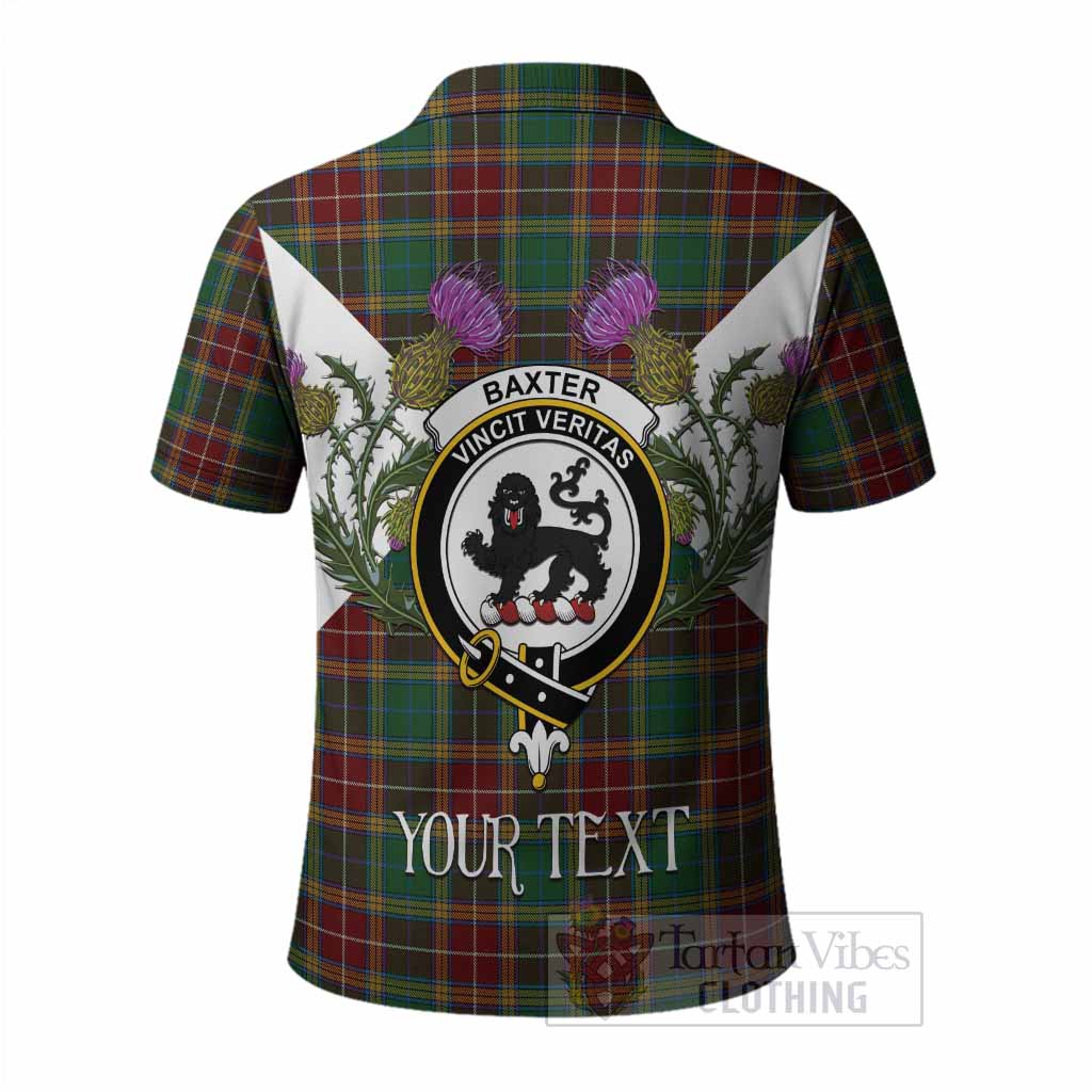Baxter Tartan Family Crest Polo Shirt Scottish Burns Night Thistle Floral