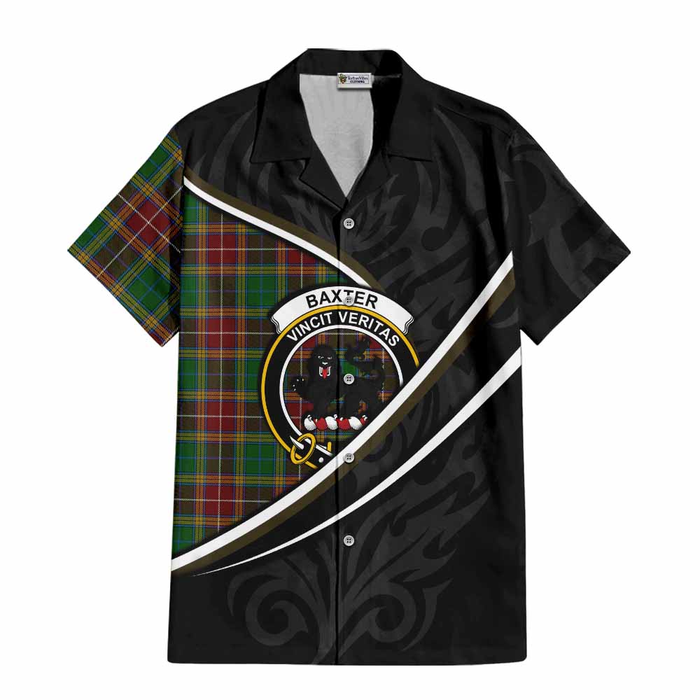 Baxter Tartan Family Crest Short Sleeve Button Shirt Celtic Scottish Thistle Floral - Tartan Vibes Clothing