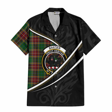 Baxter Tartan Family Crest Short Sleeve Button Shirt Celtic Scottish Thistle Floral - Tartan Vibes Clothing