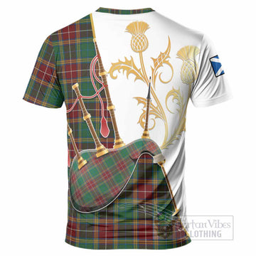 Baxter Tartan Family Crest T-Shirt Bagpipes with Scottish Thistle