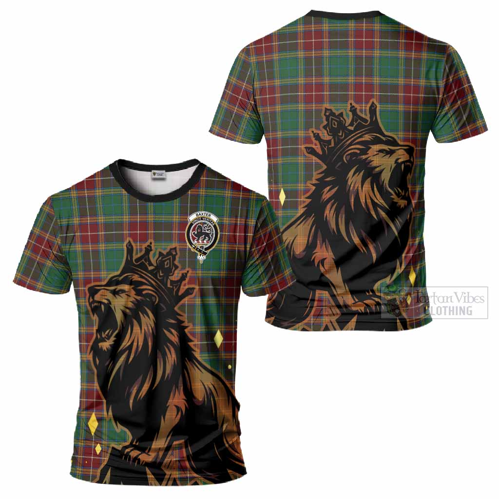 Baxter Tartan Family Crest T-Shirt Crowned Lion Roaring