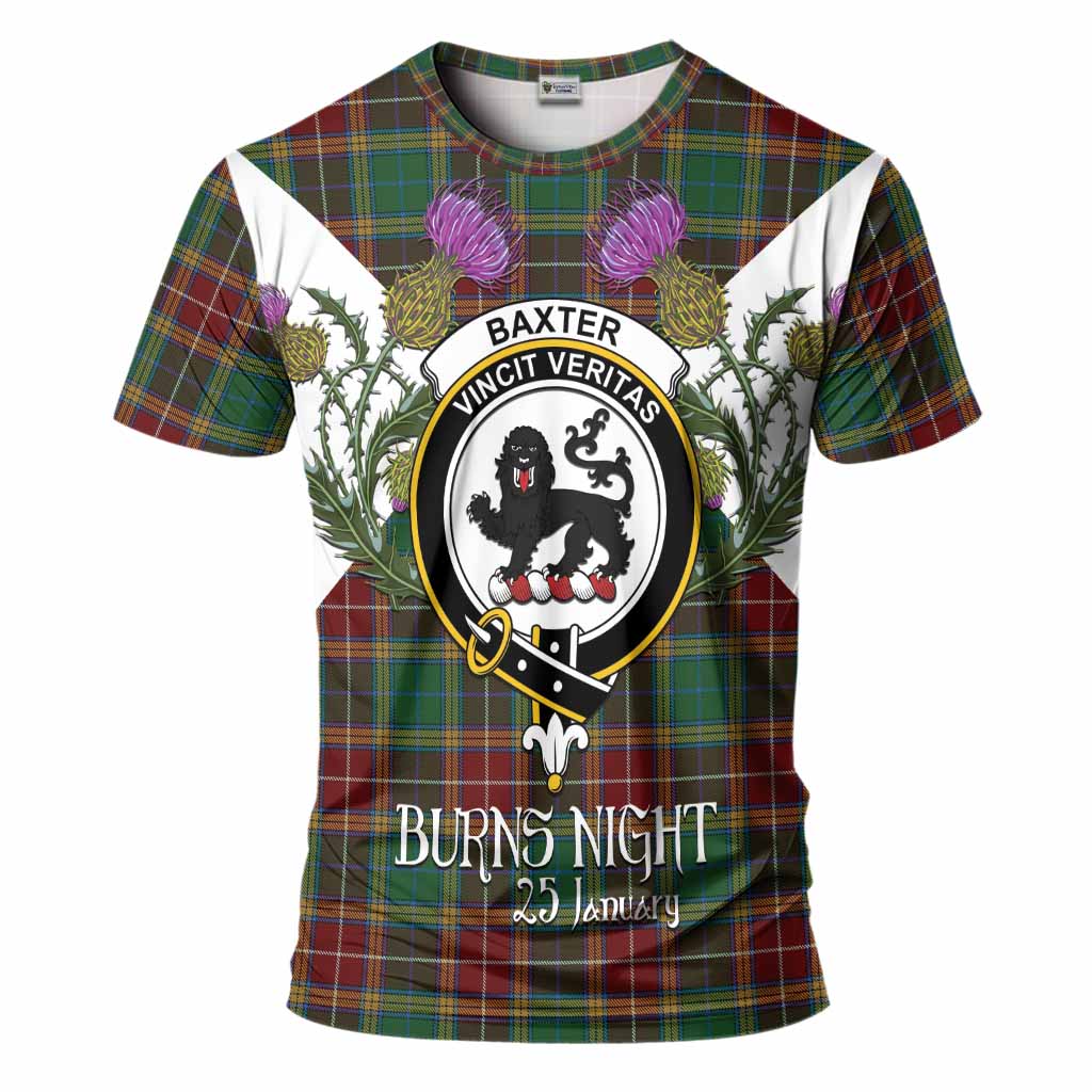 Baxter Tartan Family Crest T-Shirt Scottish Burns Night Thistle Floral