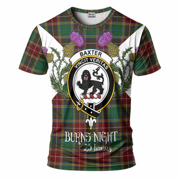 Baxter Tartan Family Crest T-Shirt Scottish Burns Night Thistle Floral