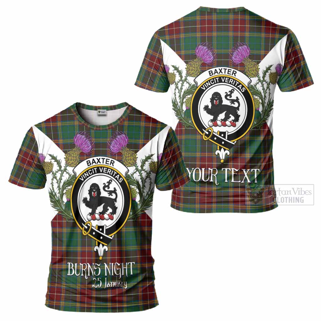 Baxter Tartan Family Crest T-Shirt Scottish Burns Night Thistle Floral