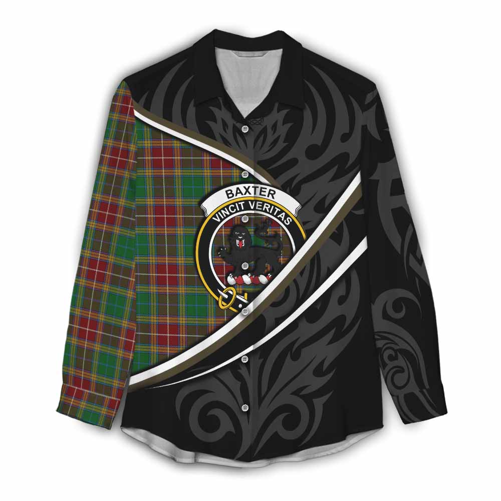 Baxter Tartan Family Crest Women Casual Shirt Celtic Scottish Thistle Floral - Tartan Vibes Clothing