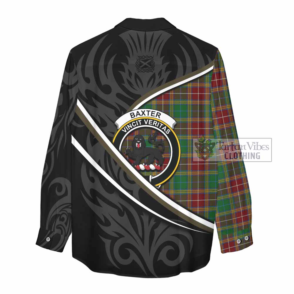 Baxter Tartan Family Crest Women Casual Shirt Celtic Scottish Thistle Floral - Tartan Vibes Clothing