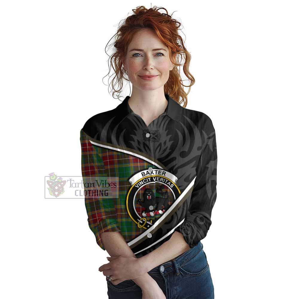 Baxter Tartan Family Crest Women Casual Shirt Celtic Scottish Thistle Floral - Tartan Vibes Clothing