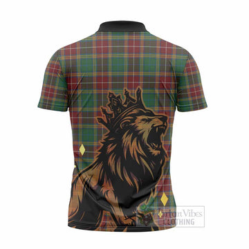 Baxter Tartan Family Crest Zipper Polo Shirt Crowned Lion Roaring