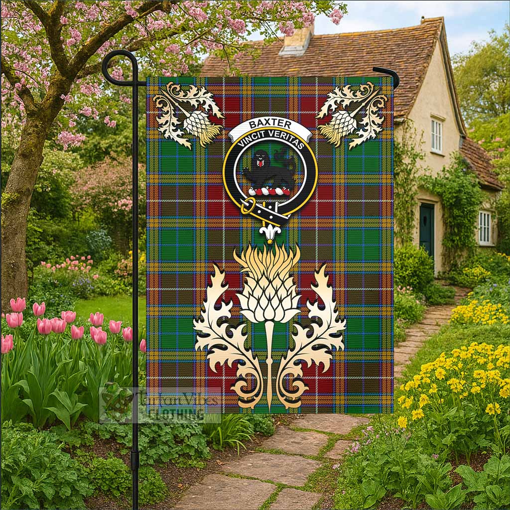 Baxter Tartan Garden Flag with Golden Regal Scottish Thistle Emblem - Tartan Vibes Clothing