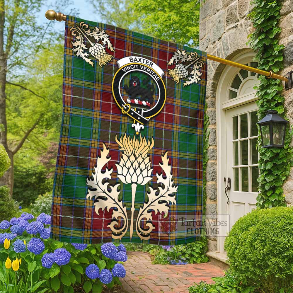 Baxter Tartan Garden Flag with Golden Regal Scottish Thistle Emblem - Tartan Vibes Clothing