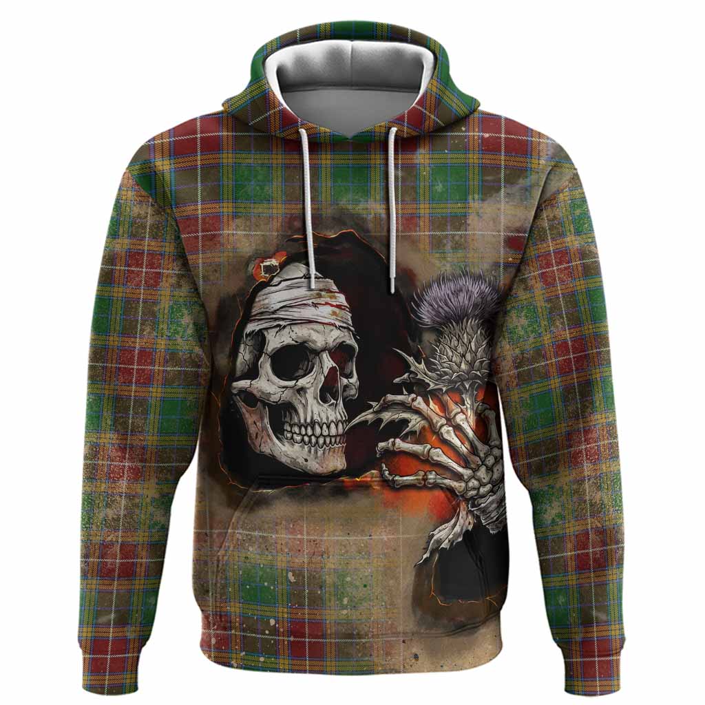 Baxter Tartan Hoodie Halloween Skeleton With Thistle Burning Effect