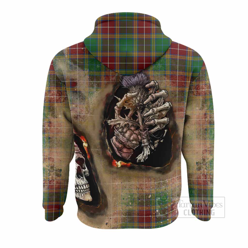 Baxter Tartan Hoodie Halloween Skeleton With Thistle Burning Effect
