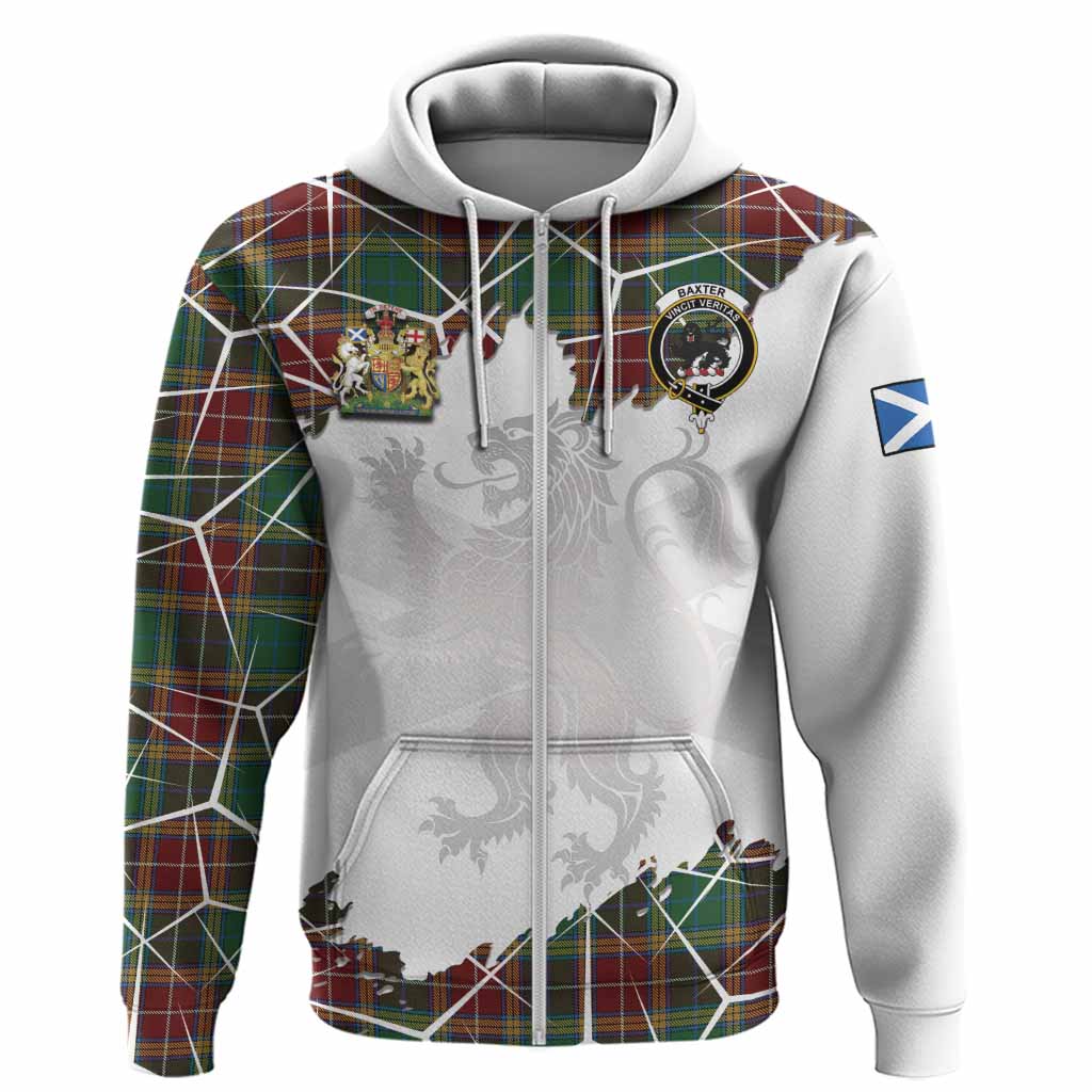 Baxter Tartan Hoodie with Family Crest and Lion Rampant Grunge Style