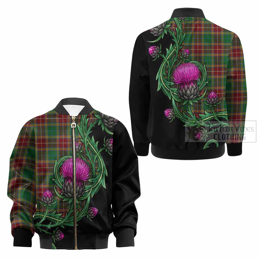 Baxter Tartan Kid Bomber Jacket Resilient Scottish Thistle - Tartan Vibes Clothing