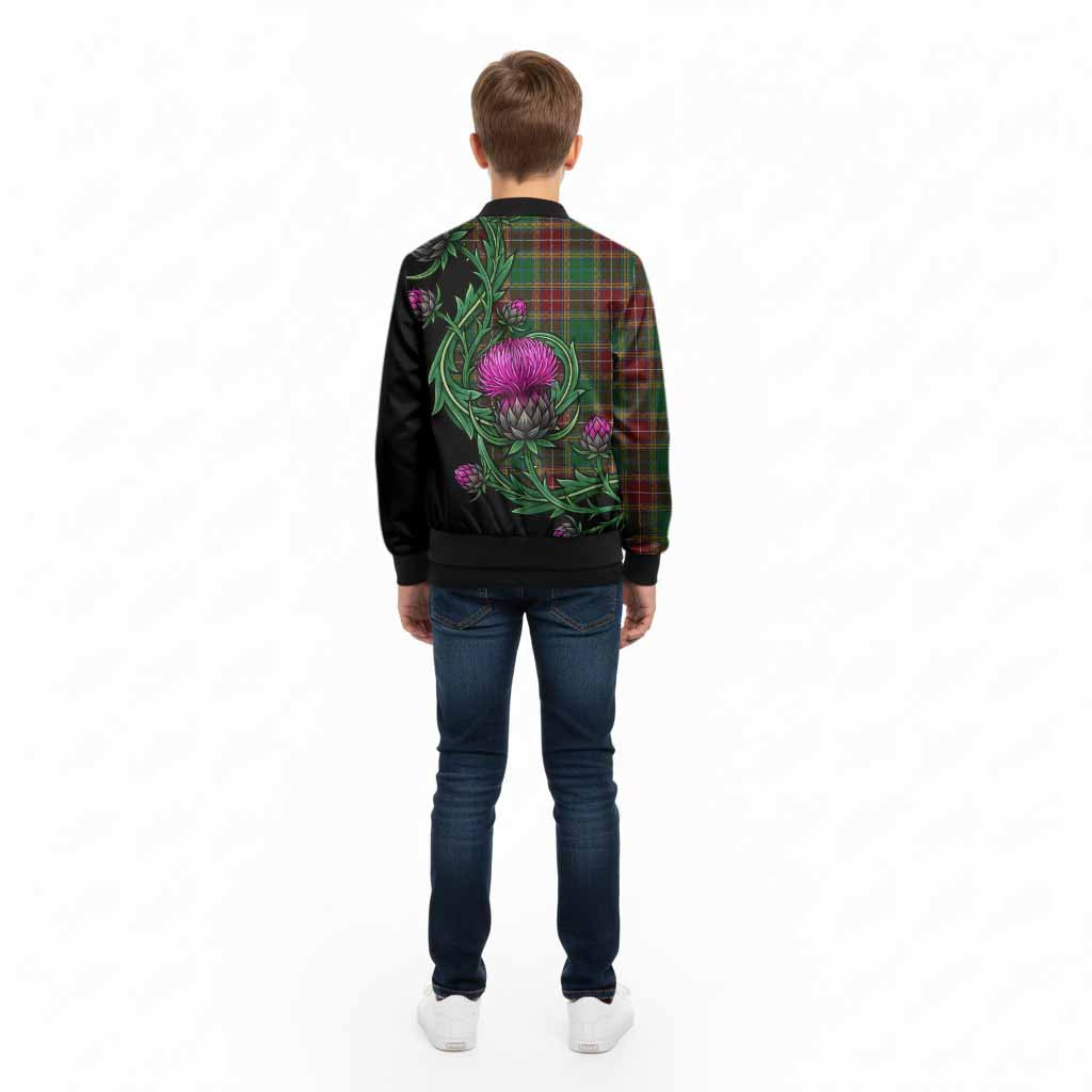 Baxter Tartan Kid Bomber Jacket Resilient Scottish Thistle - Tartan Vibes Clothing