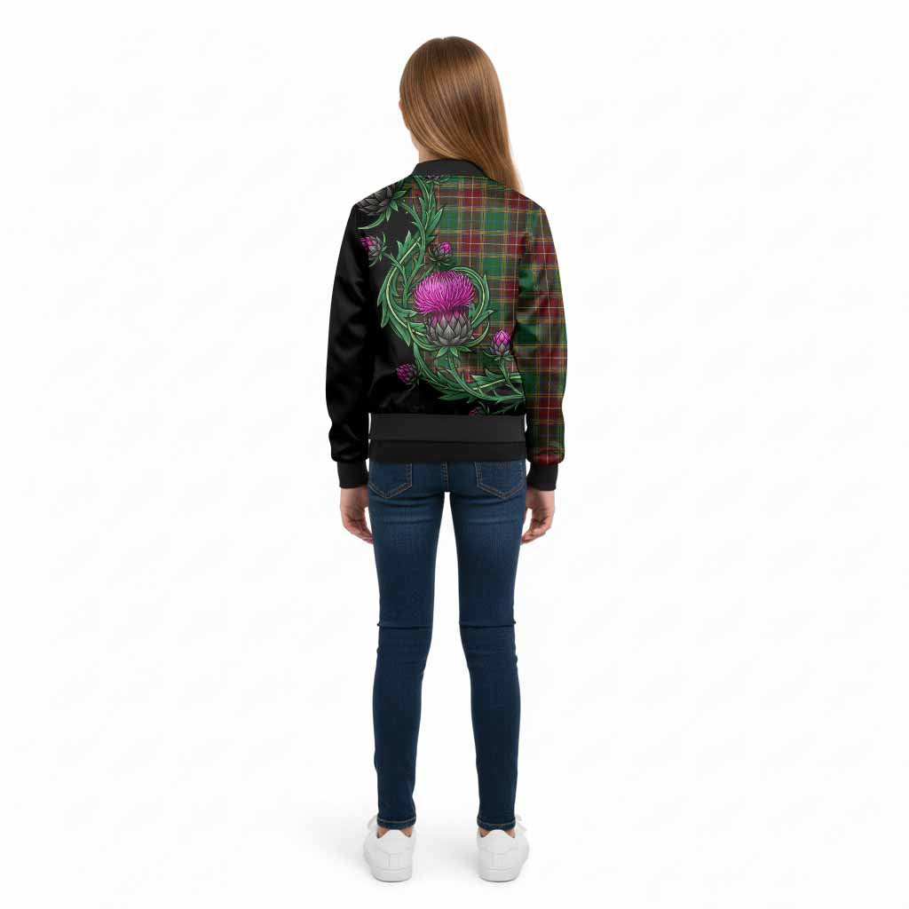 Baxter Tartan Kid Bomber Jacket Resilient Scottish Thistle - Tartan Vibes Clothing