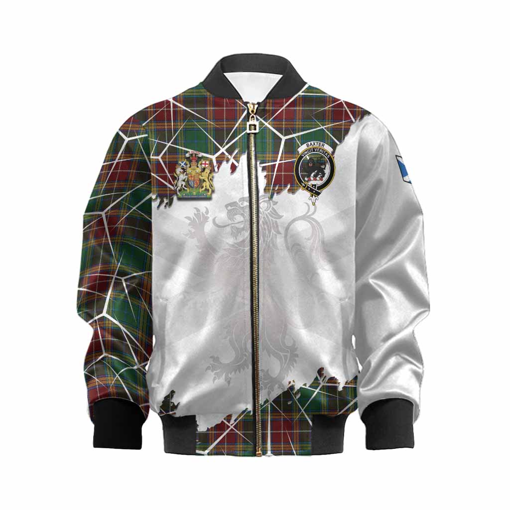 Baxter Tartan Kid Bomber Jacket with Family Crest and Lion Rampant Grunge Style